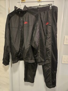 Mens Nike Air Jordan Flight Black Track Suit with Red Logo